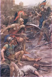 Epaminondas verteidigt Pelopidas, aus Plutarchs Leben, veröffentlicht von T C & E C Jack Ltd, 1920er Jahre